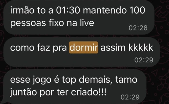 Cliente conta sua experiência de audiência e elogia o jogo.