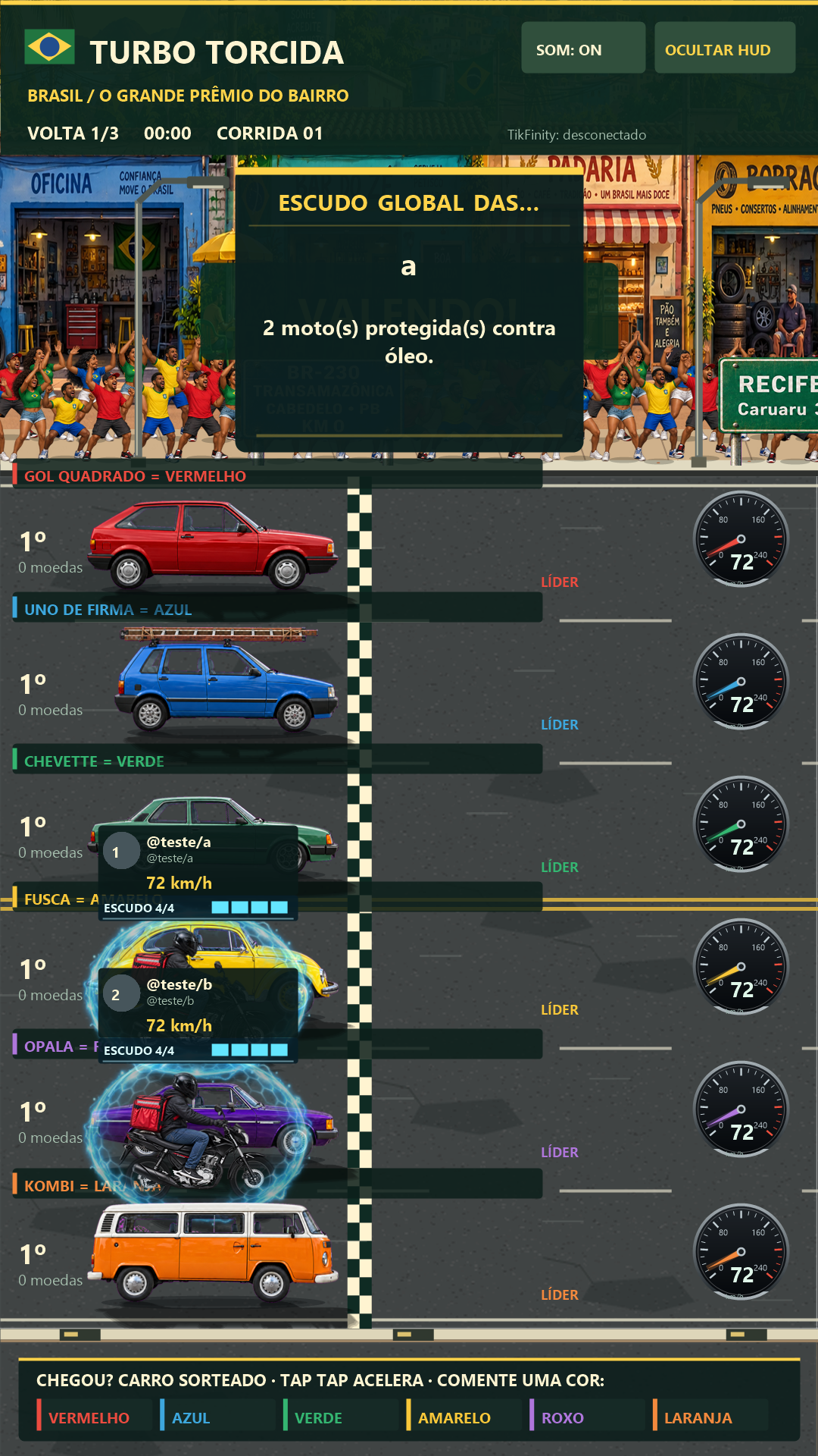 Escudos protegendo motoboys na versão atual